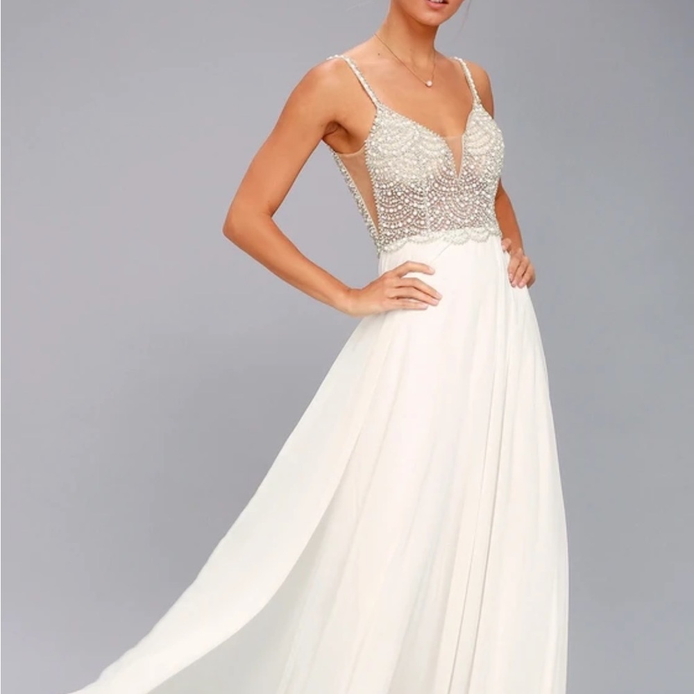 True Love White Beaded Rhinestone Wedding Dress - never worn